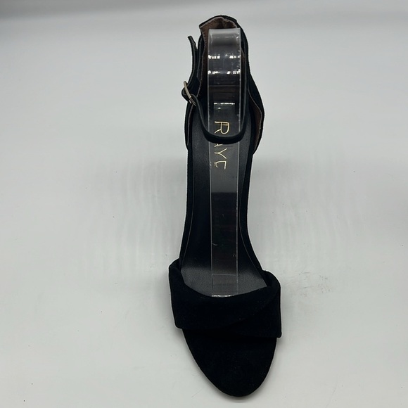 RAYE - Jennifer Black Suede Twist Open Toe Adjustable Ankle Straps Heels Size 9 - Picture 5 of 14